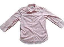 Lauren Ralph Lauren Womens Button Up Stretch Non-Iron Gingham Lt Pink Sm Preppy