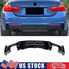 QUAD EXHAUST REAR DIFFUSER GLOSS BLACK FOR 14-20 BMW F32 F33 F36 420i M SPORT