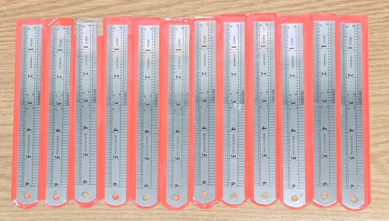 12pcs 15cm/150mm/6" inch Stainless Steel Double Sided Ruler Metric/Imperial Rule