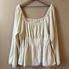 Madewell 毛绒方领缩褶上衣 XXL 奶油象牙小屋核心农民