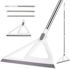Multifunction Silicone Broom，Squeegee Broom Sweeping Water and 55 IN, White 