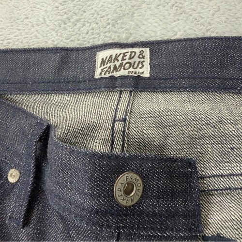 Naked and Famous Men's Size 32x32.5 Weird Guy Red Core Selvedge Raw Denim Jeans - Picture 10 of 11