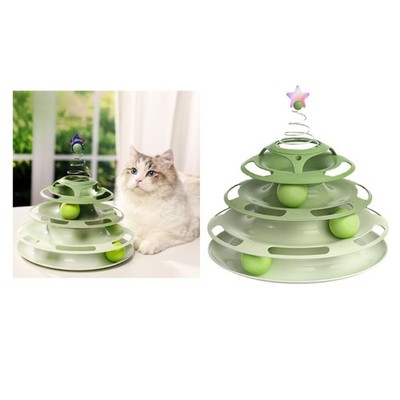 Interactive Cat Toy for Indoor Cats 3 Level Tower Turntable Toy Ball Track