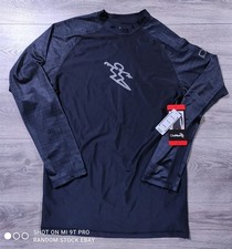 Da Hui Rash Guard Mens Medium Black Gray Front Back Graphic Swim Quick Dry