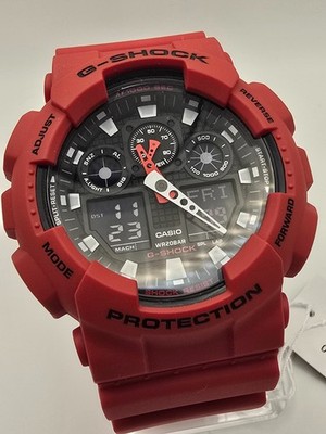 Casio G-Shock GA100B-4A Red Analog Digital Watch 200M WR Shock Resist