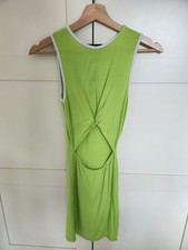 Prettylittlething Green Mini Dress with White Edging – Size 6, Sleeveless.