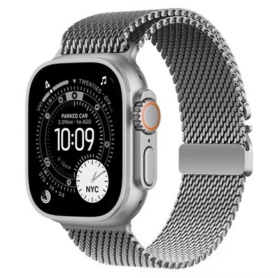Natur/Schwarz Titan Milanaise Armband Loop Band for Apple Watch Ultra 3 2 1 49mm