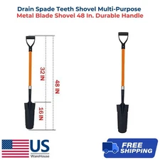 Drain Spade Teeth Shovel Multi-Purpose Metal Blade Shovel 48 In. Durable Handle