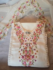 Elegant Kurta 3 sets with embroidery and sequence work  Organza dupatta