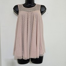 WEISSMAN girls size Large Sleeveless Sequin Mesh Tulle Babydoll Dance Dress Pink