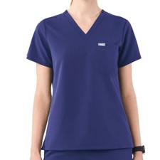 FIGS Catarina One Pocket Scrub Top Navy Blue V-Neck Short Sleeve Size S FW1000