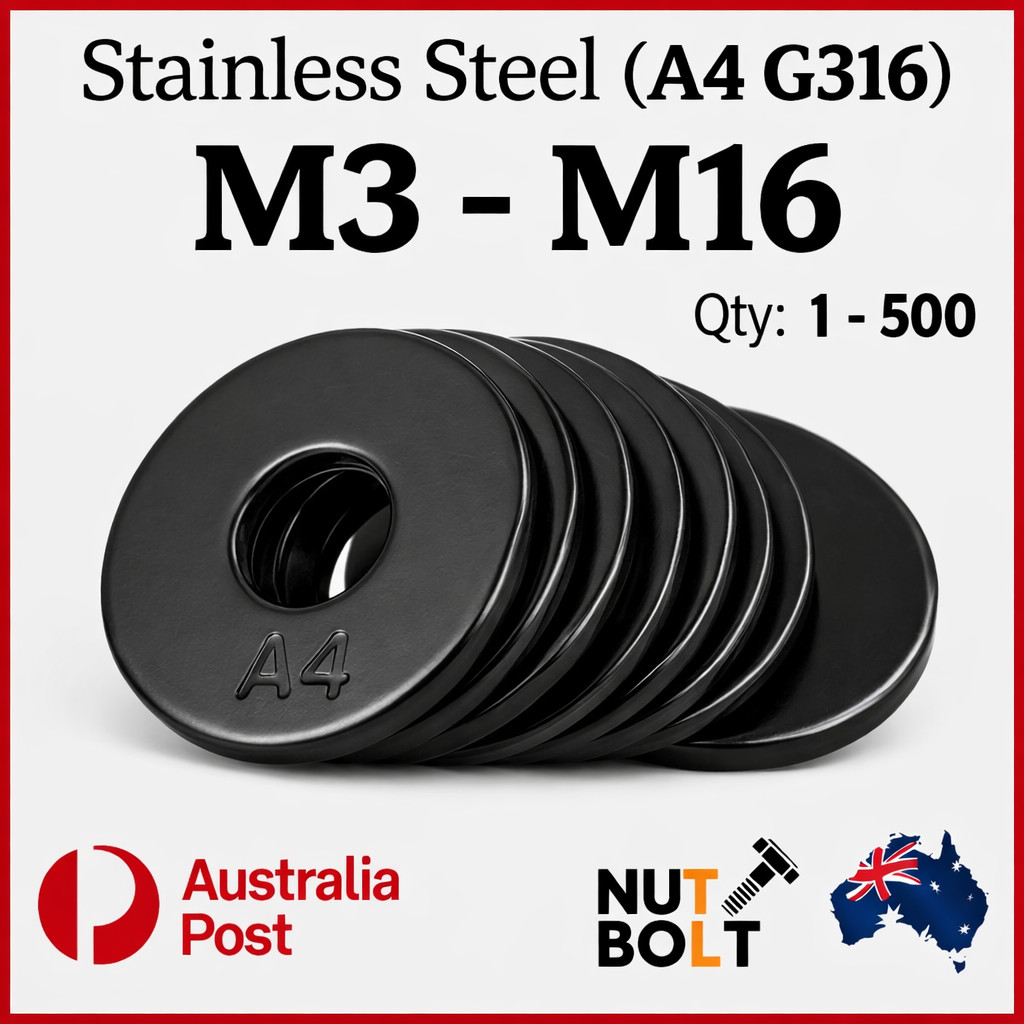 Black Stainless Steel G316 Mudguard Fender Washers Washer M3 M4 M5 M6 M8 M10 M12