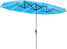 Outsunny 15' Extra Large Patio Umbrella Bright Solar Lights Aluminum BLUE