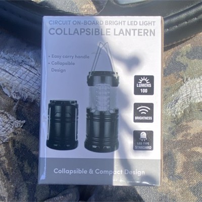 Collapsible LED Lantern 100 Lumens Easy Carry Handle Cordless Black 3 AAA