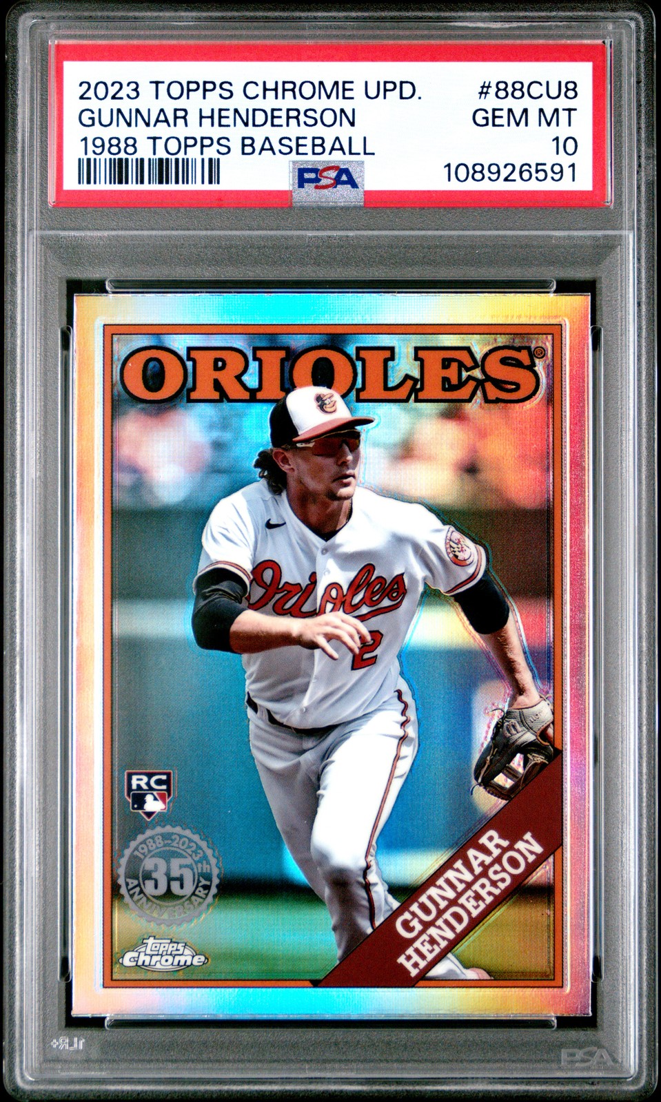 2023 Topps Chrome Update 1988 Topps Baseball #88CU8 Gunnar Henderson PSA 10