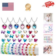 36pcs Princess Play Jewelry Set for Little Girls Ages 4-6, Kids Costume Dress...