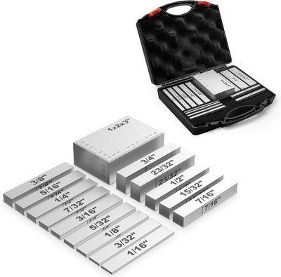 Setup Blocks Woodworking Tools - 15-Piece Gauge Block Set with Precise Aluminum