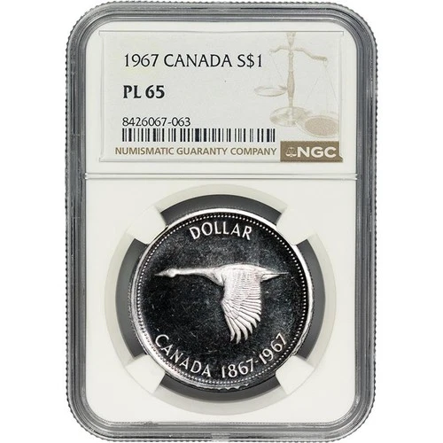 1967 Canada Goose Silver Dollar $1 NGC PL 65