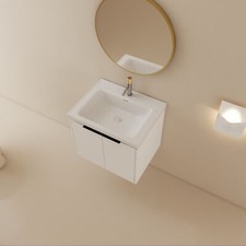 24 Inch Wall Mounted Bathroom Vanity Cabinet with Sink For Small Bathroom White