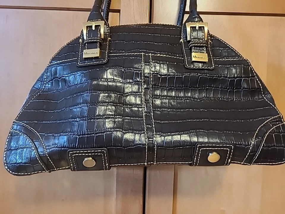 MÁXIMO*Marrón* Cuero de Cocodrilo Simulado *Bolso Cartera* Diseñador Y2K Clásico Occidental  Foto 4 de 4