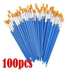 100pcs Artist Paint Flat Brushes Set Acrylic Oil Watercolour Painting Craft Art