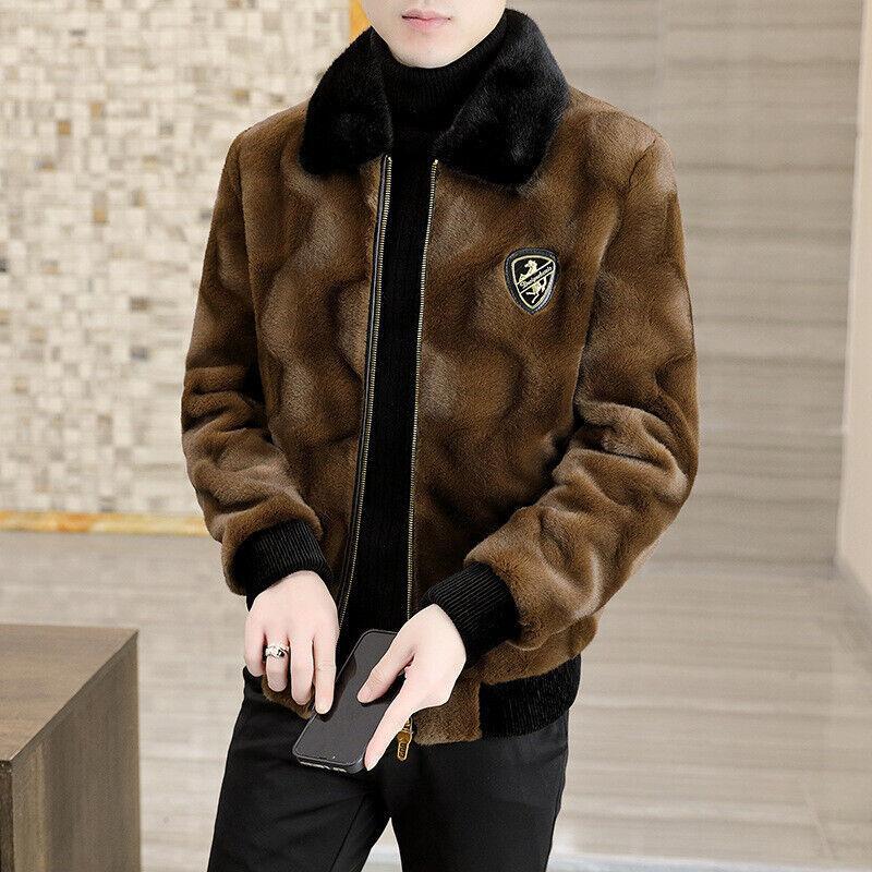 Men's Fashion Winter Warm Casual Lapel Zipper Thicken Jacket Mid-length Coat 