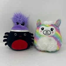 Squishmallow Bailey The Rainbow Llama and Bella The Black Spider Plush Kelly Toy