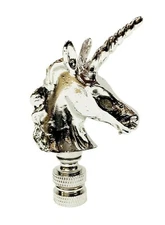 Lamp Finial-UNICORN-Polished Nickel Finish, Highly detailed metal casting-FS
