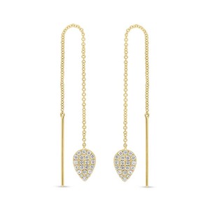 pear 42ct 14k earrings diamond cut round natural gold threader yellow