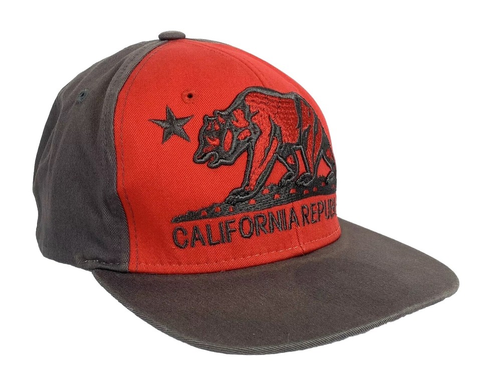 California Republic Bear State Pit Bull Ball Cap Flat Bill Adjustable