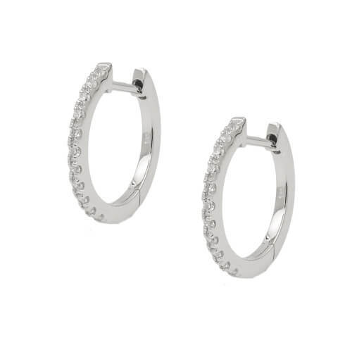 Creolen 17X2Mm Ohrringe Ohrschmuck, WeißE Zirkonia Rundum, GläNzend, 925 Silber-image