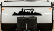 Moon Forest Tree Line Scene Vinyl Decal V2 | RV Graphics Camping | Sticker