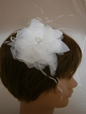 Wedding Hair Accessory Hairpiece Floral Feather Fascinator Crystals Pin Chic NEW