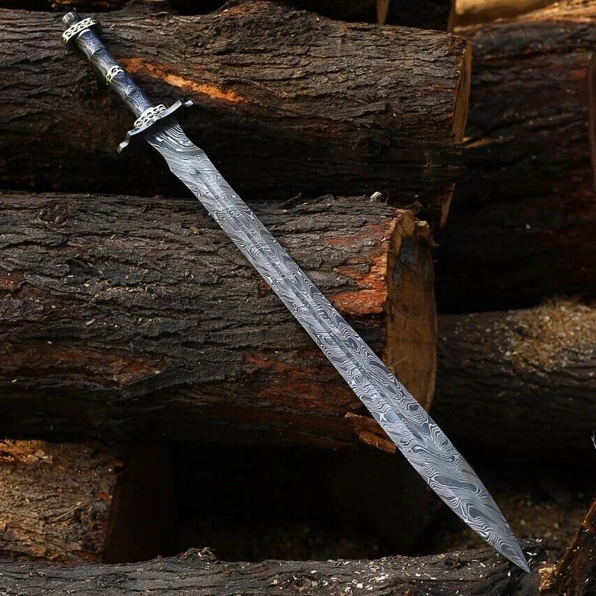 Handmade Damascus Steel Full Tang Viking Sword/Medieval Sword Battle Ready Sharp - Image 2 of 4