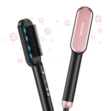 Hair Straightener BrushSleek Sweep Ionic Straightening Brush with 6 Temperatu...