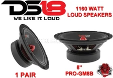 2 DS18 PRO-GM8B 8" Bullet Midrange Loud Speaker 8 Ohm 1160W Mid Range Bass Pair