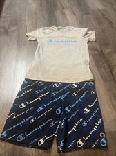 Champion Boys XL Navy Athletic Mesh Shorts And Gray Cotton Shirt Outfit