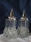 Vintage Indiana Glass diamond cut salt & pepper shakers, pre-owned — photo 2