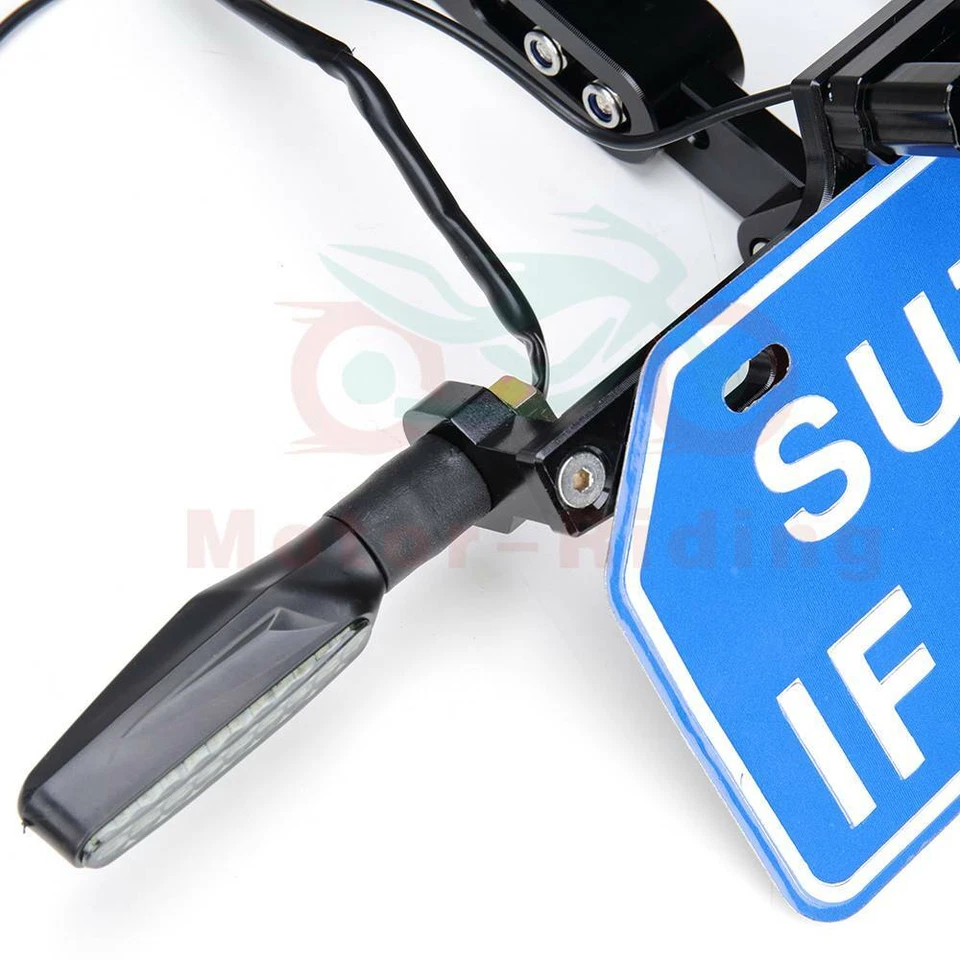 License Plate Bracket Holder & LED Light & Turn Signal For honda kawasaki yamaha - Image 3 of 4