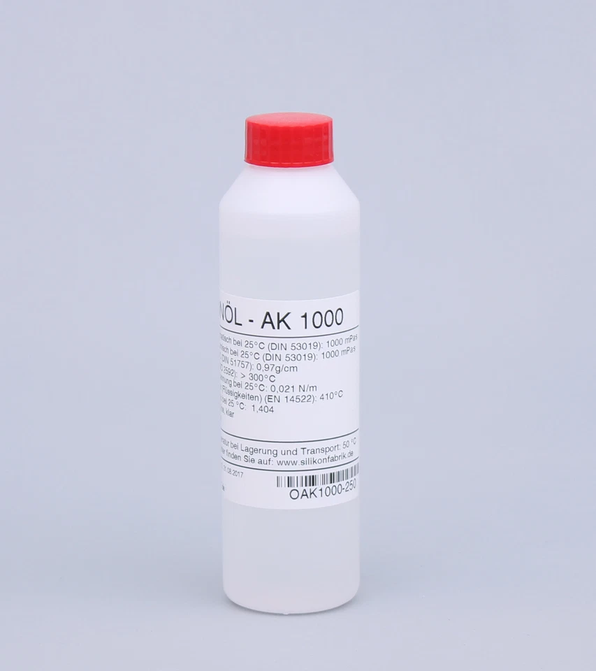 Silikonöl AK 1000 von WACKER®, klar, 100% rein, Viskosität 1000 CSt - 250ml
