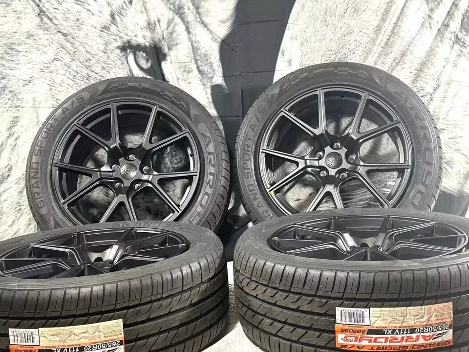 20x9 SRT JEEP TRACKHAWK GLOSS BLACK WHEELS RIM TIRES GRAND CHEROKEE DURANGO FIT - Image 2 of 4