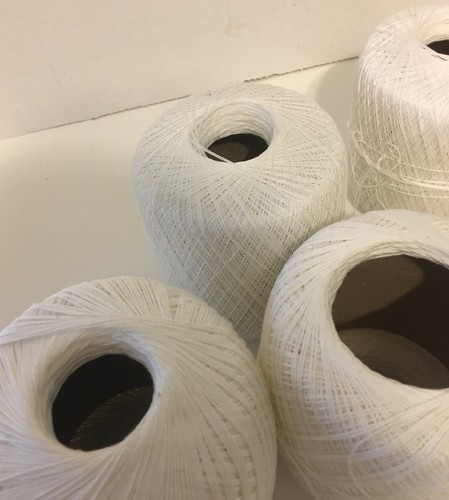 Lote de 5 Carretes Parciales Algodón Hilo Crochet Mezcla Tallas Blanco - Imagen 2 de 3