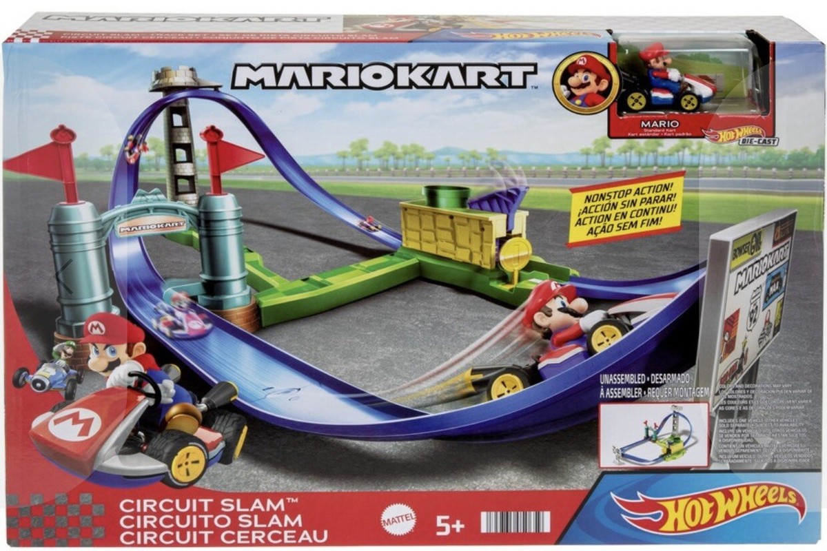 Hot Wheels Mario Kart Circuit Slam Track Set Kids Mattel Mariokart
