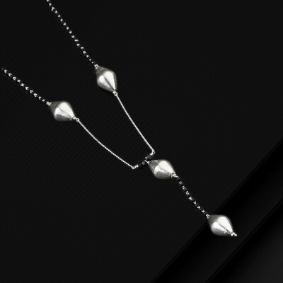 16''to30''925 sterling silver black beaded chain and silver ball mangalsutra ms116