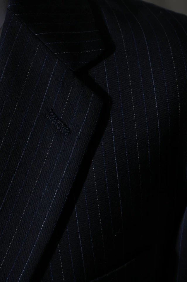 Traje Hart Schaffner Marx Para Hombre Negro Azul Rayas Talla 44L W38 Foto 2 de 4