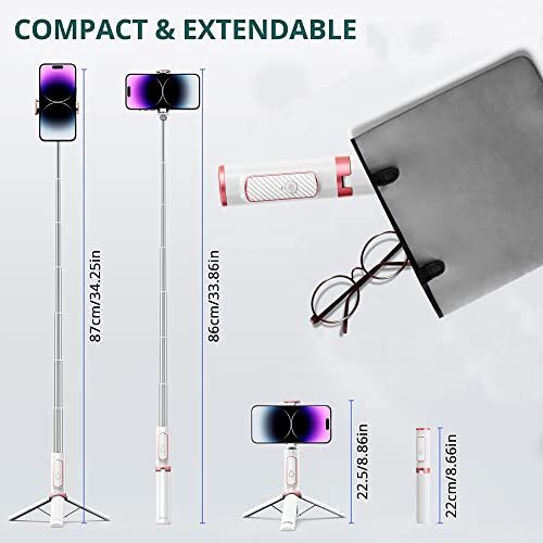 Color Lizard Cellphone Tripod Selfie Stick Tripod With Remote Aluminum ...