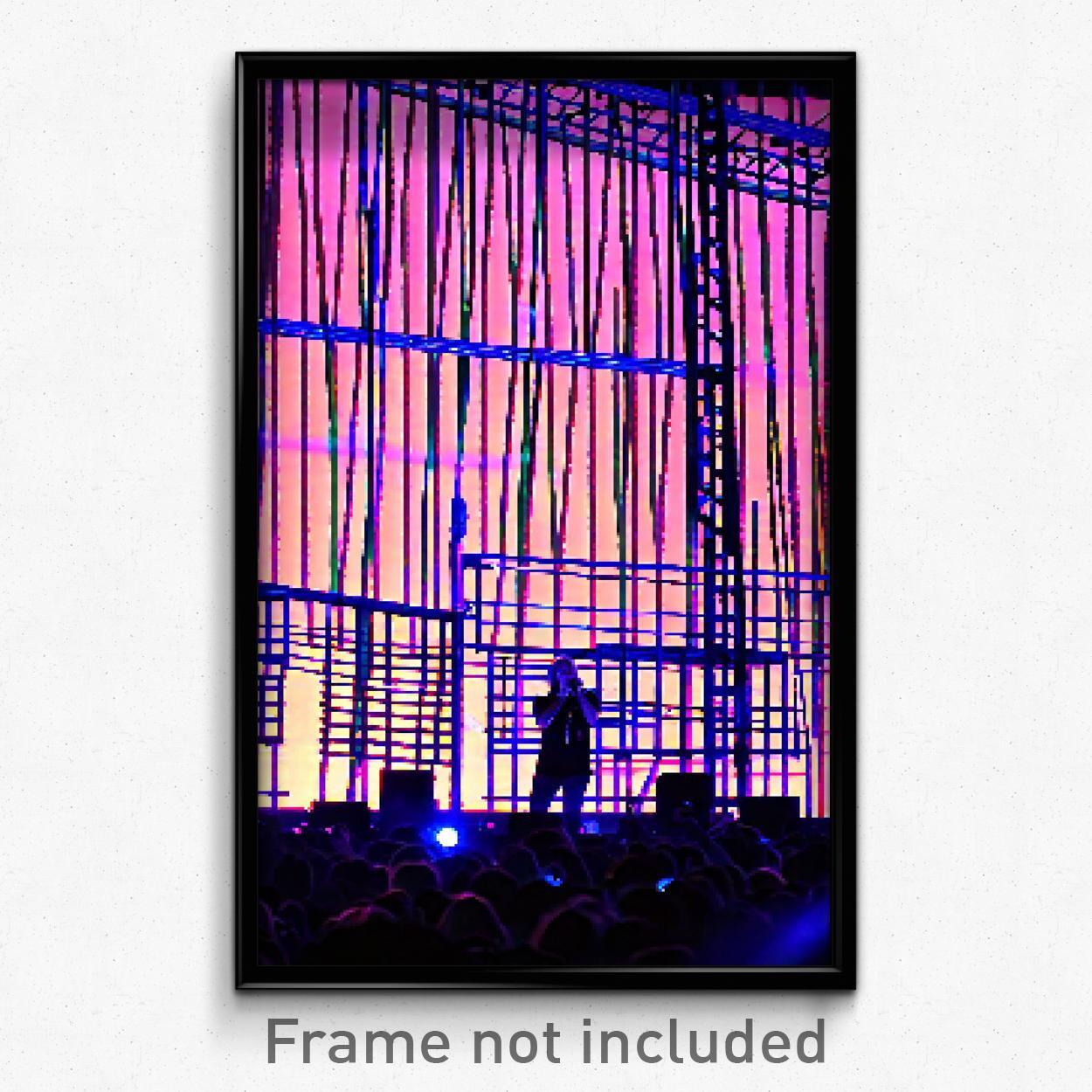 8-Bit Pixel Art Poster - Retro Wire Frame Concert Video Game Print  