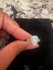 1ct Diamond Cluster Pear shaped Engagement Ring 10k White Gold Size 5