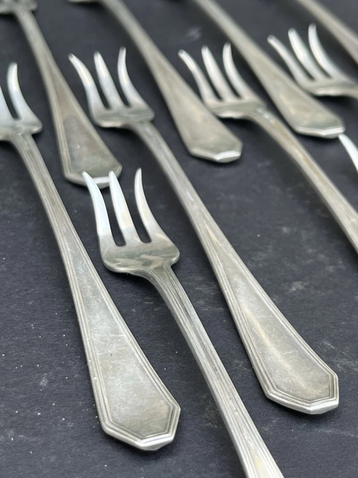 Set 11 c 1910 Antique Sterling Silver Dominick & Haff Queen Anne Cocktail Forks - Image 3 of 4