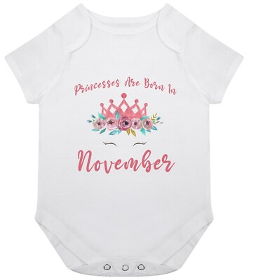 Prinzessin geboren November Baby Strampler Body Geschenk Neu Geburtstag Mädchen Monat